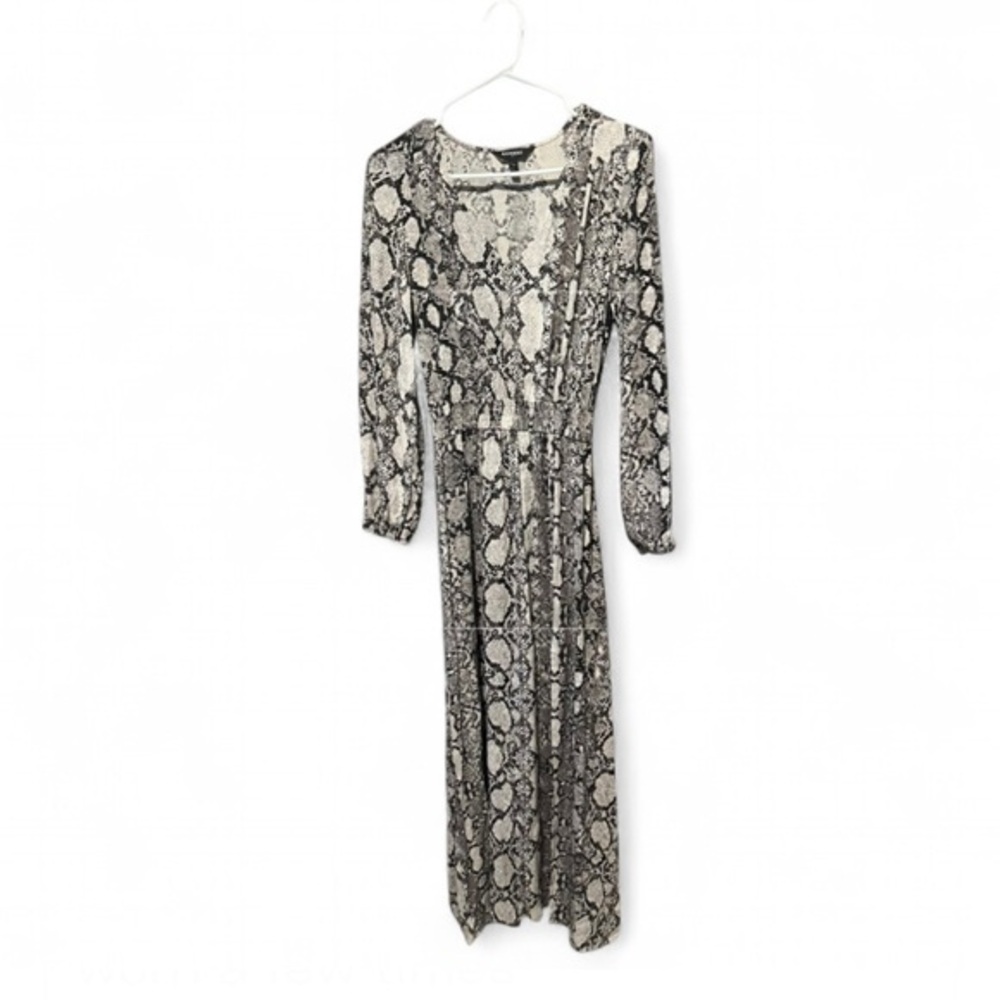 Express Snakeskin long sleeve maxi dress, size small. V-neck. Brown, black, tan